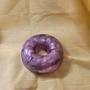 "Fairy Wing King Cake" Purple Shimmer, Green & Gold Marble-Like Resin "Donut"